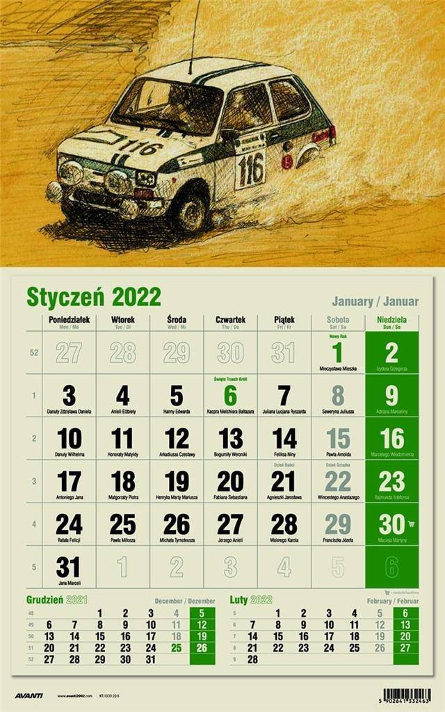 Kalendarz 2022 KTJ EKO Jednodzielny MIX AVANTI
