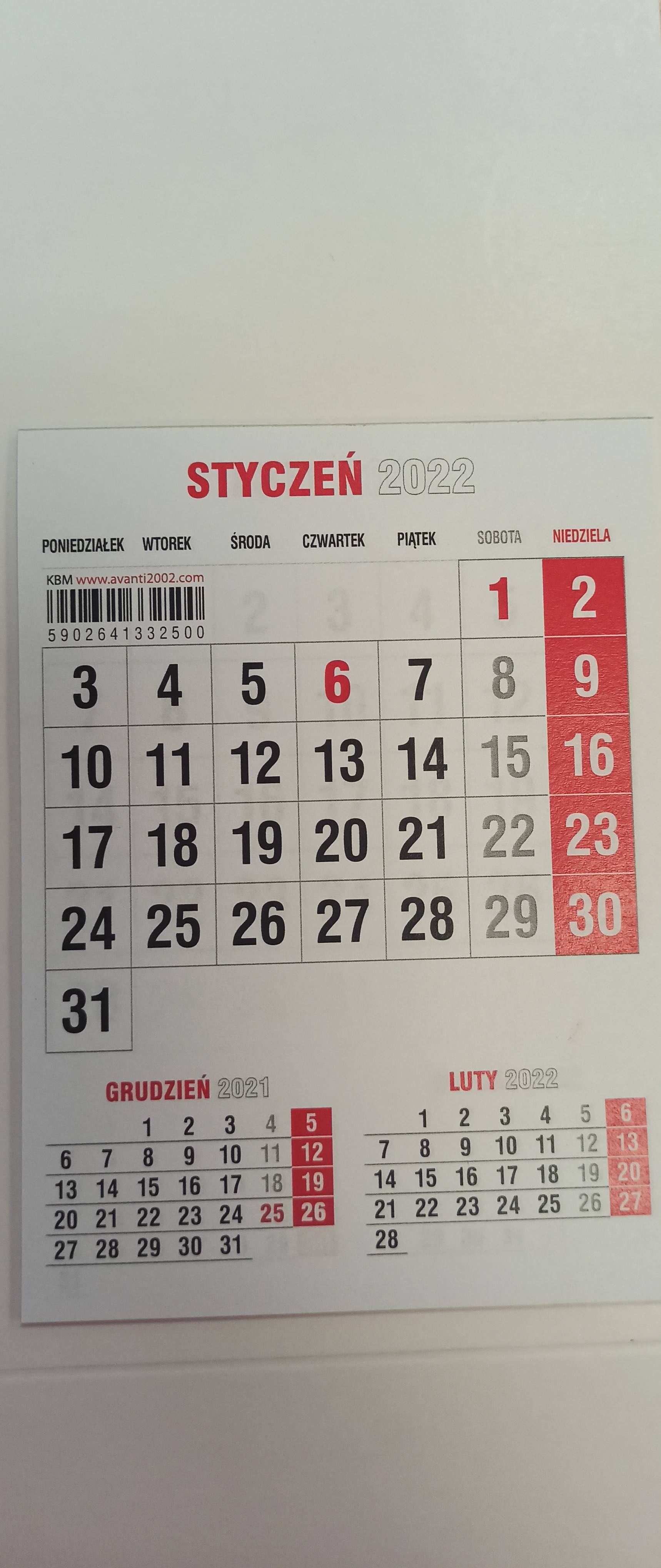Kalendarz 2022 Biurkowy MINI KBM